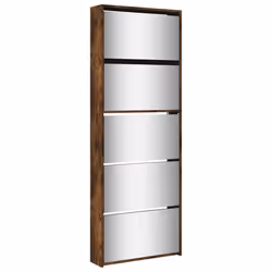 vidaXL Scarpiera con Specchio a 5 Livelli Rovere Fumo 63x17x169,5 cm - Vista aggiuntiva 2