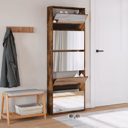 vidaXL Scarpiera con Specchio a 5 Livelli Rovere Fumo 63x17x169,5 cm - Vista aggiuntiva 3