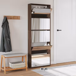 vidaXL Scarpiera con Specchio a 5 Livelli Rovere Marrone 63x17x169,5cm - Vista aggiuntiva 3