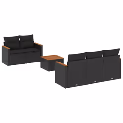 Set Divano da Giardino 6 pz con Cuscini Nero in Polyrattancod mxl 89040 - Vista aggiuntiva 2