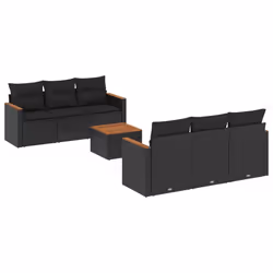 Set Divani da Giardino con Cuscini 7pz Nero Polyrattancod mxl 89041 - Vista aggiuntiva 2