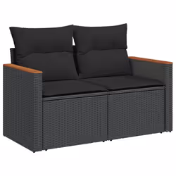 Set Divani da Giardino con Cuscini 7pz Nero Polyrattancod mxl 89041 - Vista aggiuntiva 3