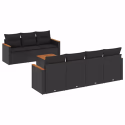 vidaXL Set Divani da Giardino con Cuscini 8 pz Nero in Polyrattan - Vista aggiuntiva 2