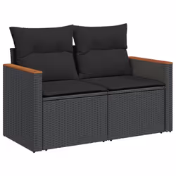 vidaXL Set Divani da Giardino con Cuscini 8 pz Nero in Polyrattan - Vista aggiuntiva 3