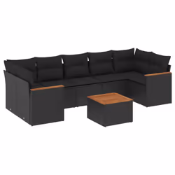 Set Divani da Giardino con Cuscini 8 pz Nero in Polyrattancod mxl 90629 - Vista aggiuntiva 2