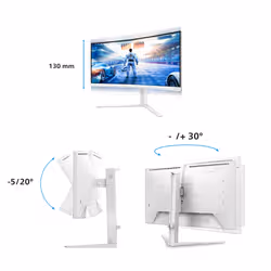 Philips 21:9 FAST VA 34M2C5601QA/00 Monitor 34 pollici UWQHD 21:9 Bianco - Vista aggiuntiva 3