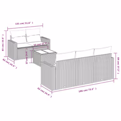 vidaXL Set Divano da Giardino 6 pz con Cuscini Nero in Polyrattan - Vista aggiuntiva 3