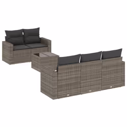 Set Divano da Giardino 6 pz con Cuscini Grigio in Polyrattancod mxl 111803 - Vista aggiuntiva 2