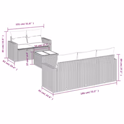 Set Divano da Giardino 6 pz con Cuscini Grigio in Polyrattancod mxl 111803 - Vista aggiuntiva 3