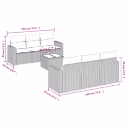 vidaXL Set Divani da Giardino 7 pz con Cuscini Marrone in Polyrattan - Vista aggiuntiva 3