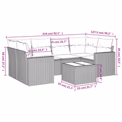Set Divani da Giardino 7 pz con Cuscini Beige in Polyrattancod mxl 110991 - Vista aggiuntiva 3