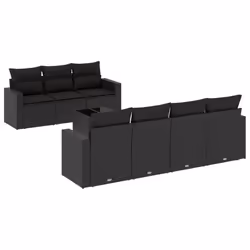 Set Divani da Giardino con Cuscini 8 pz Nero in Polyrattancod mxl 87000 - Vista aggiuntiva 2