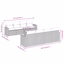 vidaXL Set Divano da Giardino 9 pz con Cuscini Grigio in Polyrattan - Vista aggiuntiva 3