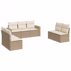 Set Divani da Giardino 7 pz con Cuscini Beige in Polyrattancod mxl 86979 - Vista aggiuntiva 2