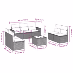 vidaXL Set Divano da Giardino 8 pz con Cuscini Beige in Polyrattan - Vista aggiuntiva 3