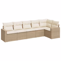 Set Divano da Giardino 6 pz con Cuscini Beige in Polyrattancod mxl 110955 - Vista aggiuntiva 2