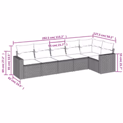 Set Divano da Giardino 6 pz con Cuscini Beige in Polyrattancod mxl 110955 - Vista aggiuntiva 3
