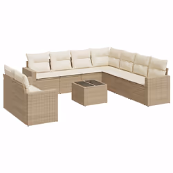 Set Divano da Giardino 10 pz con Cuscini Beige in Polyrattancod mxl 88650 - Vista aggiuntiva 2