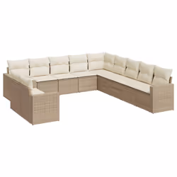 Set Divani da Giardino 11 pz con Cuscini Beige in Polyrattancod mxl 87266 - Vista aggiuntiva 2