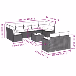Set Divano da Giardino 10 pz con Cuscini Beige in Polyrattancod mxl 92369 - Vista aggiuntiva 3