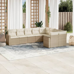 vidaXL Set Divano da Giardino 9 pz con Cuscini Beige in Polyrattan
