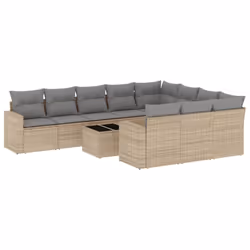 Set Divani da Giardino 11 pz con Cuscini Beige in Polyrattancod mxl 88482 - Vista aggiuntiva 2