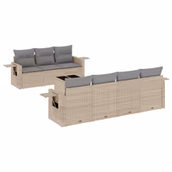 vidaXL Set Divano da Giardino 8 pz con Cuscini Beige in Polyrattan - Vista aggiuntiva 2