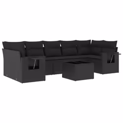vidaXL Set Divani da Giardino con Cuscini 8 pz Nero in Polyrattan - Vista aggiuntiva 2