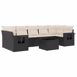 vidaXL Set Divani da Giardino con Cuscini 8 pz Nero in Polyrattan - Vista aggiuntiva 2