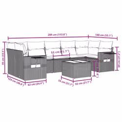 vidaXL Set Divani da Giardino con Cuscini 8 pz Nero in Polyrattan - Vista aggiuntiva 3