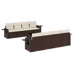 vidaXL Set Divani da Giardino 9pz con Cuscini Marrone in Polyrattan - Vista aggiuntiva 2