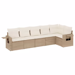 Set Divano da Giardino 6 pz con Cuscini Beige in Polyrattancod mxl 112855 - Vista aggiuntiva 2