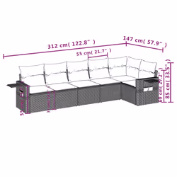 Set Divano da Giardino 6 pz con Cuscini Beige in Polyrattancod mxl 112855 - Vista aggiuntiva 3