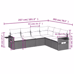 vidaXL Set Divano da Giardino 6pz con Cuscini Grigio Chiaro Polyrattan - Vista aggiuntiva 3