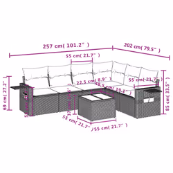 vidaXL Set Divani da Giardino 7pz con Cuscini Grigio Chiaro Polyrattan - Vista aggiuntiva 3