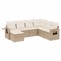 Set Divani da Giardino 7 pz con Cuscini Beige in Polyrattancod mxl 89185 - Vista aggiuntiva 2