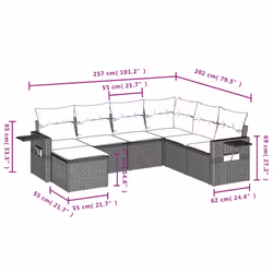 Set Divani da Giardino 7 pz con Cuscini Beige in Polyrattancod mxl 89185 - Vista aggiuntiva 3