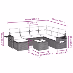 vidaXL Set Divano da Giardino 8 pz con Cuscini Beige in Polyrattan - Vista aggiuntiva 3