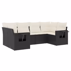 Set Divano da Giardino 6 pz con Cuscini Nero in Polyrattancod mxl 88864 - Vista aggiuntiva 2