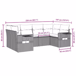 Set Divano da Giardino 6 pz con Cuscini Nero in Polyrattancod mxl 88864 - Vista aggiuntiva 3