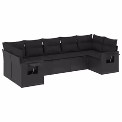 vidaXL Set Divani da Giardino con Cuscini 7pz Nero Polyrattan - Vista aggiuntiva 2
