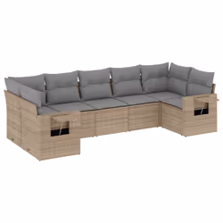 Set Divani da Giardino 7 pz con Cuscini Beige in Polyrattancod mxl 91163 - Vista aggiuntiva 2