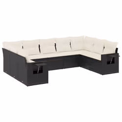Set Divani da Giardino 9 pz con Cuscini Nero in Polyrattancod mxl 114300 - Vista aggiuntiva 2