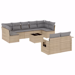 Set Divano da Giardino 10 pz con Cuscini Beige in Polyrattancod mxl 88866 - Vista aggiuntiva 2