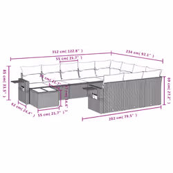 Set Divani da Giardino 11 pz con Cuscini in Polyrattan Grigiocod mxl 88872 - Vista aggiuntiva 3