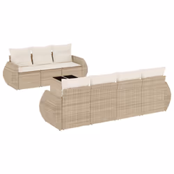 Set Divano da Giardino 8 pz con Cuscini Beige in Polyrattancod mxl 88483 - Vista aggiuntiva 2
