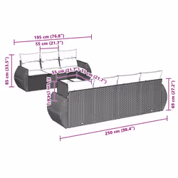 vidaXL Set Divano da Giardino 8pz con Cuscini Grigio Chiaro Polyrattan - Vista aggiuntiva 3