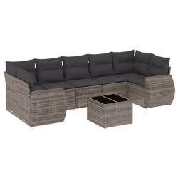 vidaXL Set Divano da Giardino 8 pz con Cuscini Grigio in Polyrattan - Vista aggiuntiva 2