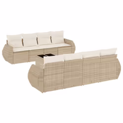 Set Divano da Giardino 9 pz con Cuscini Beige in Polyrattancod mxl 112403 - Vista aggiuntiva 2