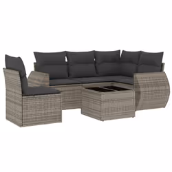Set Divano da Giardino 6 pz con Cuscini Grigio in Polyrattancod mxl 114305 - Vista aggiuntiva 2
